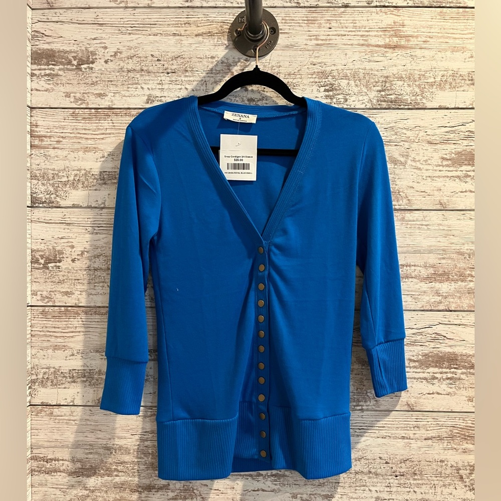 Zenana Outfitters Blue Cardigan Sweater MEDIUM